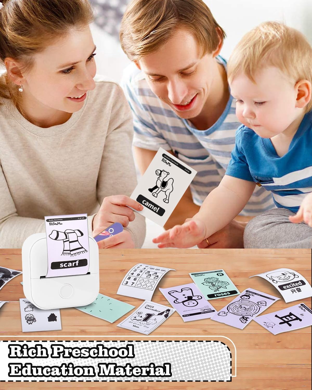 Mini Sticker Printer - T02 Mini Printer Portable Thermal Printer Inkless Sticker Maker Machine Bluetooth Pocket Printer Phone Printer for Study Graphics, Anatomical Diagrams