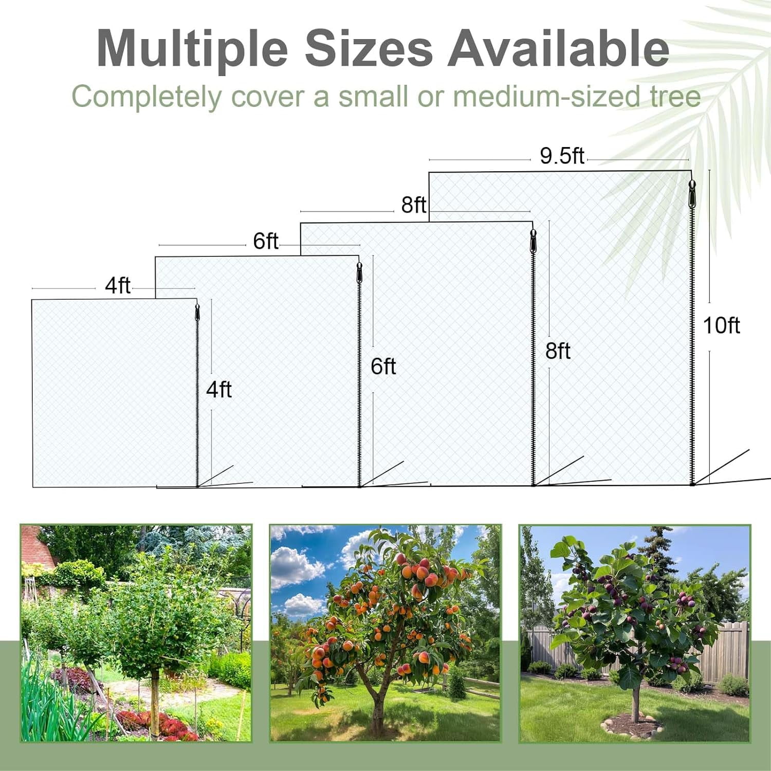 Fruit Tree Netting Cover with Zipper and Drawstring, 2 Packs  Insect Bird Barrier Netting for Garden Protection, Ultra Fine Mesh Garden Netting