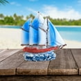 thumbnail image 4 of Resin Home Decorations, Mediterranean Style Small Boat Ornaments, Painted Sailboat Model for Holiday and Winter Decor, Cute Colorful Coastal Nautical Decor, 8x8x3.5cm, 4 of 7
