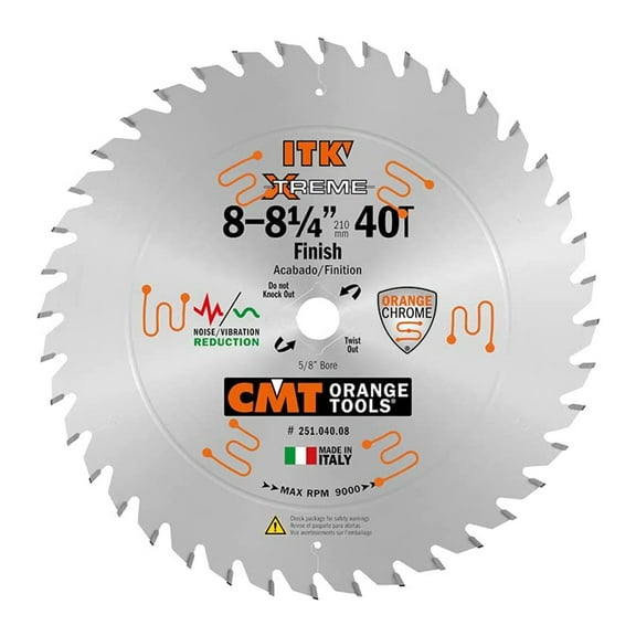 CMT USA 251.040.08 ITK Industrial 8.25 Inch 40 Tooth Fine Finish Saw Blade