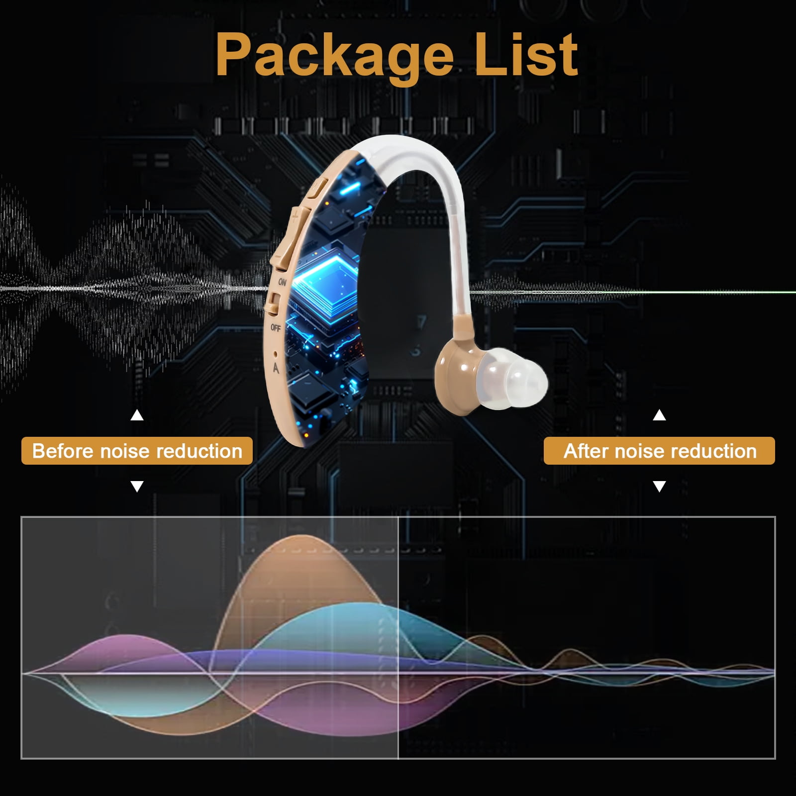 ELCTRTICI Hearing Aids for Seniors, Noise Cancelling Rechargeable Hearing Aid with Multi-Level Volume & Frequency Adjustment, Single, Beige VHP-1220AX