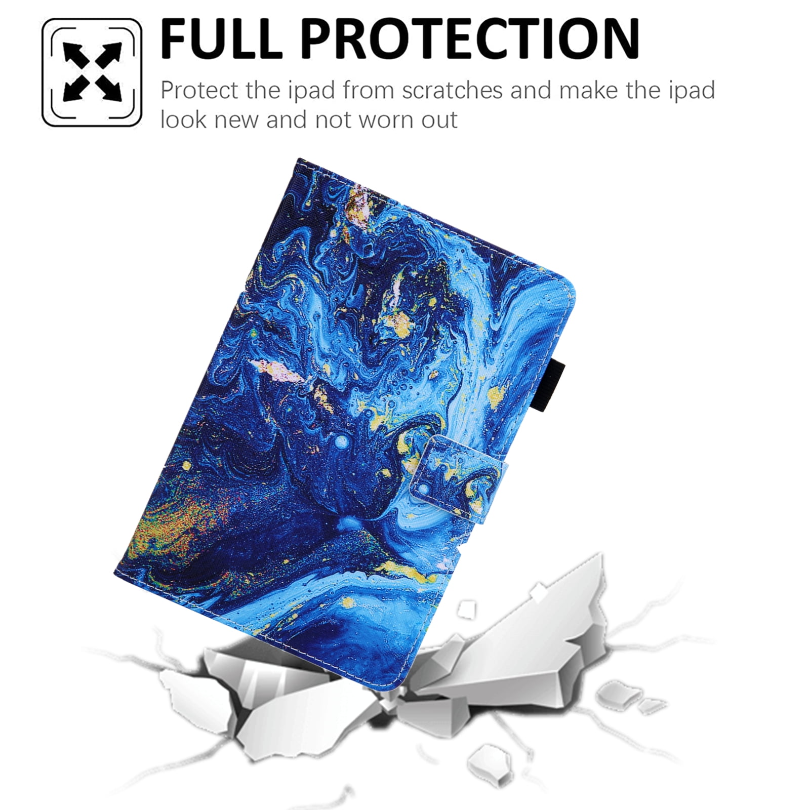 Dteck for iPad 10th Generation Case (2022 Release), iPad 10.9 Inch Smart Protective Cover with Pencil Holder, Multi-Angle Viewing Stand Pocket Folio Leather Cases for Women Men, 1-Ocean
