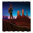 thumbnail image 3 of Southwestern Shower Curtain, Monument Alley with Early Daylight Tourist on a Hill Camping Traveling Cartoon, Fabric Bathroom Set with Hooks, 69W X 84L Inches Extra Long, Multicolor, by Ambesonne, 3 of 3