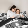 thumbnail image 4 of Erosebridal Animal Bears Deers Mallard Duck Queen Comforter Set 3pcs For Teens Boys,Minimalist Plaid Grid Bedding Comforter Set,Black Grey,Black Reversible, 4 of 6