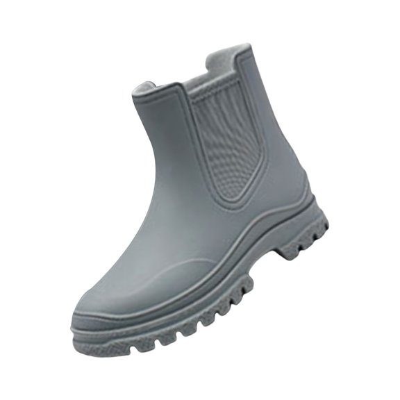 AUDeals Women Rain Boots, Waterproof Ankle Booties, Lightweight Comfortable Garden Work Shoes with Lug Sole (Grey, 6)
