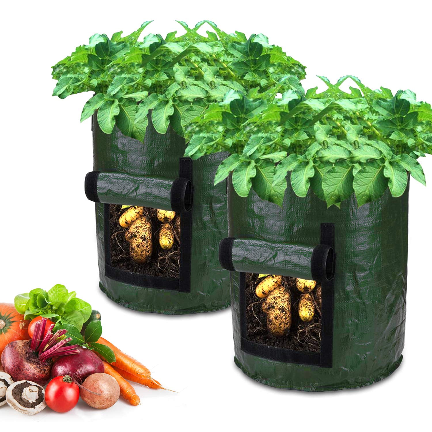 Rosnek 110 PCS Potato Grow Bags, PE Fabrics Gardening Thicken Pot