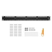 MonoPrice 24-Port Cat6 Patch Panel 110 Type 568A/B Compatible Black 7253
