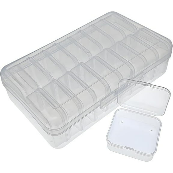 Clear Plastic Organizer Box 18 Pack-Multi Sized Containers with Lids for Beads,Crafts,Small Items,Stackable,Clear Storage Solution Home and Office Organization,Craft Supply,Bead Storage