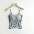 thumbnail image 3 of MESSUEN Camisole Tops for Women Tank Top with Built in Bra Square Neckline Camisole with Bra Pads Bra One Vest Camisole Womens Basics Tops Womens Summer Tops Dressy Casual Gray L, 3 of 8