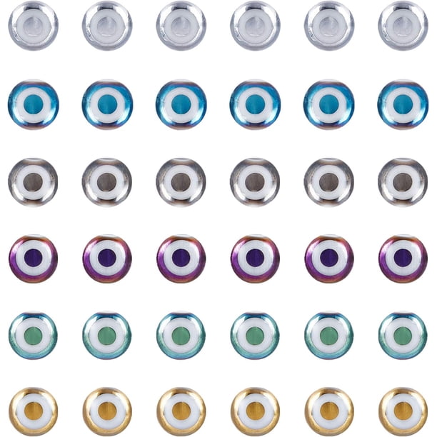 132 cuentas de vidrio de 6 colores, 8 mm, redondas, electrochapadas, para pulseras, collares y joyas.