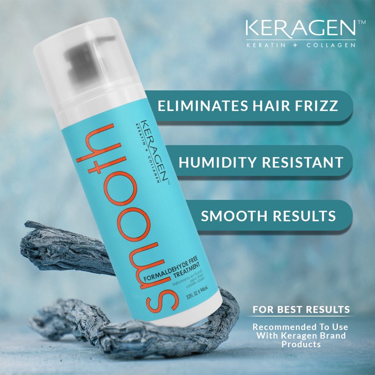 Keragen Brazilian Keratin Smoothing Treatment, Blowout Straightening  System for Dry and Damaged Hair, Formaldehyde Free, 32 Oz Eliminate Curls  and