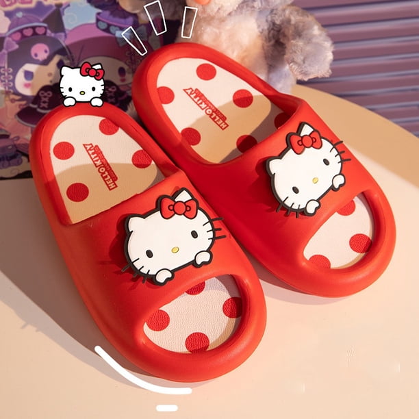 KT Cat Zapatillas Anime Dibujos Animados Baño Sandalias De Fricción Interior Y2K Verano Kulomi