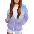 thumbnail image 4 of 50% Off Clear! 4-12Years Toddler Kids Boys Girls Fashion Cute Gradient Print Long Sleeve Pocket Zipper Hoodies Coat Purple 5 Years, 4 of 6