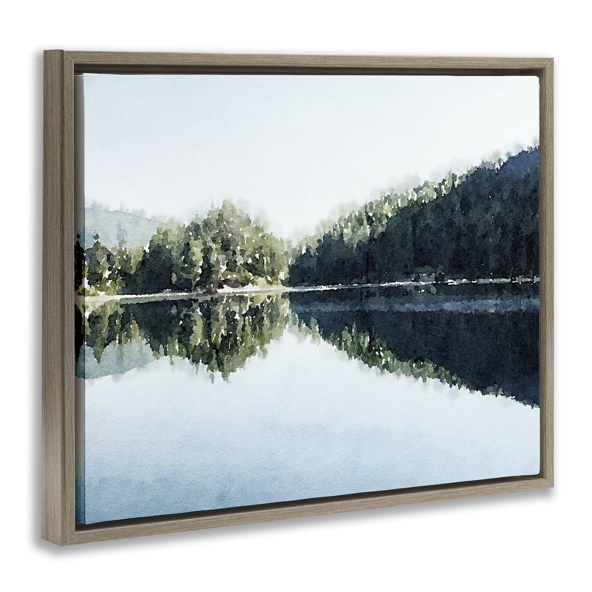 Stupell Industries Blue Lake Reflections Brown Framed Floater Canvas Wall Art, design by Kim Curinga