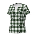 thumbnail image 3 of Wukai Green White Christmas Tree Lumberjack Plaid Casual V-Neck Graphic Tees for Women: Lightweight and Breathable Summer Tops with Stylish Design-XX-Large, 3 of 8