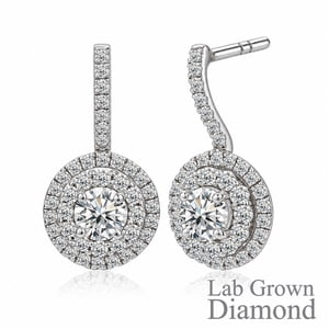 JeenMata 1 Carat Lab Grown Diamond Halo Drop Earrings
