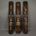 thumbnail image 3 of Zeckos 40 inch Hand Carved Tiki Mask Wall Sculpture Tropical Decor Set of 3, 3 of 4