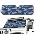 thumbnail image 2 of Jeiento Camouflage Blue Windshield Sun Shade Compatible with Jeep Wrangler JK JL Windshield Shade Heat Shield Windshield Cover Bolck UV Rays & Protect Car Interior, 2 of 6