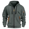 thumbnail image 1 of pstuiky Camisas casuales de manga larga para hombre, Chaqueta tipo cárdigan con capucha y cremallera de manga larga de color liso para hombre tops de invierno para hombre l, 1 of 2