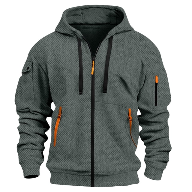 pstuiky Camisas casuales de manga larga para hombre, Chaqueta tipo cárdigan con capucha y cremallera de manga larga de color liso para hombre tops de invierno para hombre l