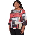 thumbnail image 3 of Alfred Dunner Womens Plus-Size Knit Colorblock Top With Necklace, 3 of 4
