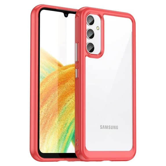 SaniMore Samsung Galaxy A14 5G Case (6.6 inch 2023 Release), Soft Shockproof TPU Bumper Crystal-clear PC Back No-yellowing Anti-drop Ultra-slim Lightweight Rugged Cover 1For Galaxy A14 5G, Red