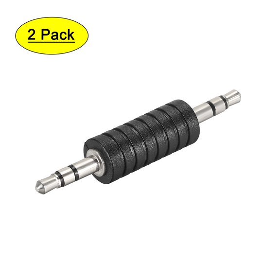 3.5mm 3 Pole Male to Male Connector Stereo Audio Video Power Adapter Zinc alloy 2pcs