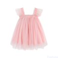 thumbnail image 2 of Fozruso Casual Swing Dress Toddler Girls Fly Sleeve Holiday Party Mesh Dress Dance Party Princess Dresses Sizes 5-6 Years(Pink), 2 of 4