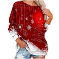 thumbnail image 1 of Sudaderas de Cuello Redondo de Navidad Para Mujer Suéter Con Estampado de Navidad Blusa Suelta Tops Sin Capucha Odeerbi ODB203065, 1 of 7
