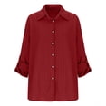 thumbnail image 3 of Snoarin Women Shirts Oversized Solid Color Long Sleeved Button Up Shirt and Adjustable Sleeve Top Pleated Pattern Casual Shirt XL-5XL, 3 of 6
