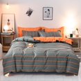 thumbnail image 1 of 3pcs Colorful Striped Print Reversible Print Duvet Cover King Queen Bedding Set Geometry Quilt Cover Polyester Comforter Cover, 1 of 7