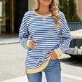 thumbnail image 6 of hotojiny Sweatshirt for Women Long Sleeve Loose Round Neck Pullover Blouse Color Block Striped Casual Fashion T Shirt Fall, 6 of 7