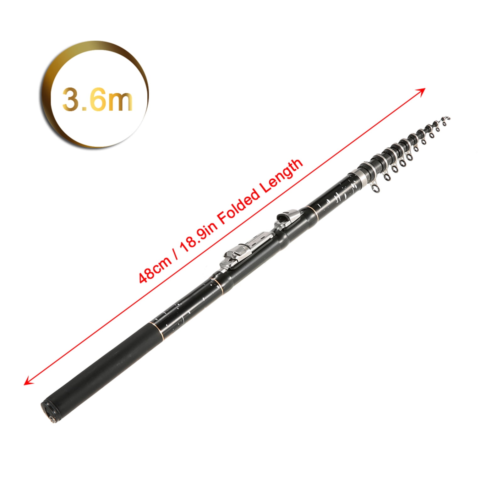 Elowen Carbon Fishing Rod Rod 1.8m / 2.1m / 2.4m / 2.7m / 3.0m / 3.6m Portable Telescopic Fishing Rod Carbon Fiber Ultra Light Retractable Fishing Rod Pole Carp Fishing Tackle Accessory