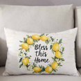 thumbnail image 3 of Summer Lemon Wreath Throw Pillow Cover 20 x 26 Inch Decorative Pillow Cover Farmhouse Floral Leaves Beige Lumbar Pillowcase Seasonal Rectangle Cushion Case for Couch Sofa Bed Living Room, 3 of 6