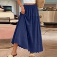 thumbnail image 2 of Women's Boho Eyelet Embroidery Maxi Skirt, Casual Summer Long Skirt with Pockets, High Waisted Tiered Swing A-Line Beach Skirt, 2 of 5