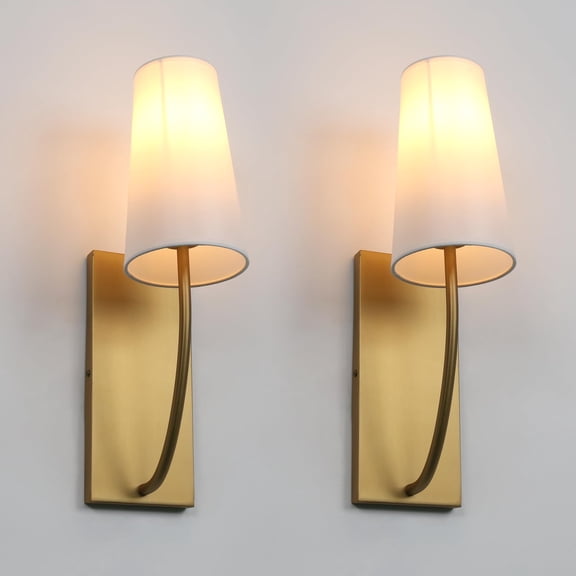Yosoan Set of 2 Antique Brass Fabric Wall Sconce Bedside Indoor Light, Boho