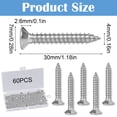 thumbnail image 2 of M4 Stainless Steel Self Tapping Screws,50pcs M4 X 30mm Phillips Flat Head Wood Srews DIY Woodworking Screws with Box (M4 X 30mm 60 PCS), 2 of 7