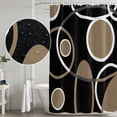 thumbnail image 4 of Polyester Fabric Black Brown Shower Curtain, White Circle Modern Minimalist Geometric Waterproof Bathtub Curtain Bathroom Decor Set with Hooks 66 x 72 Inches, 4 of 6