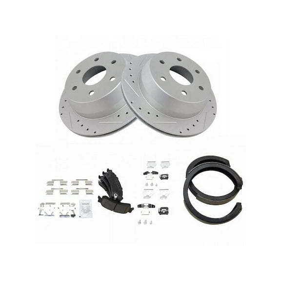 Rear Brake Pad Rotor and Parking Brake Kit - Compatible with 1999 - 2006 Chevy Silverado 1500 2000 2001 2002 2003 2004 2005