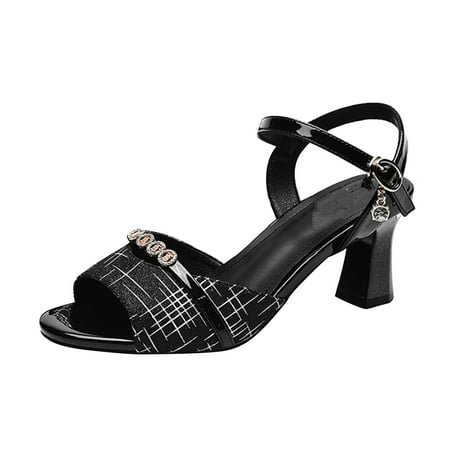 

nsendm Tan Pumps for Women Sandal And Shoes Summer Sandals Open Spring With Belt And Low Buckle Women s Leg Sandals Black 6.5