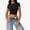 Black, variant on Women's Athletic Short Sleeve Crop Top with Stretch Fit and Crew Neck Design- Medium, Brown