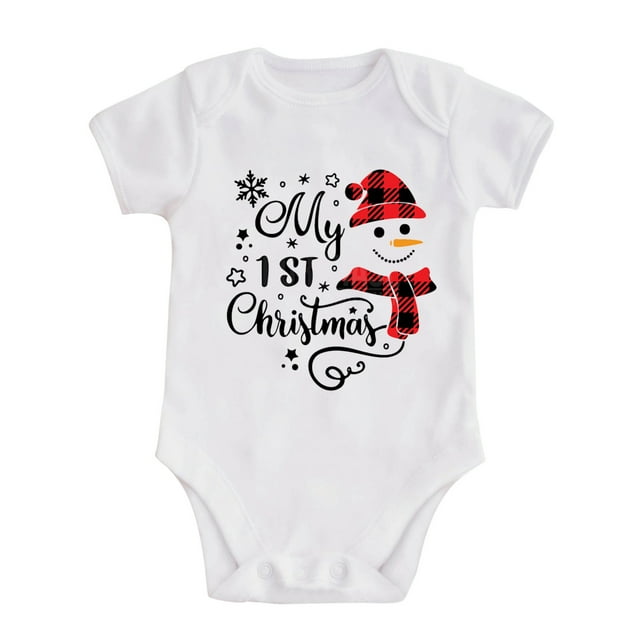 aDJFDGT Garçons Filles Manches Courtes Imprimé Lettre de Noël Combinaison Automne Vêtements