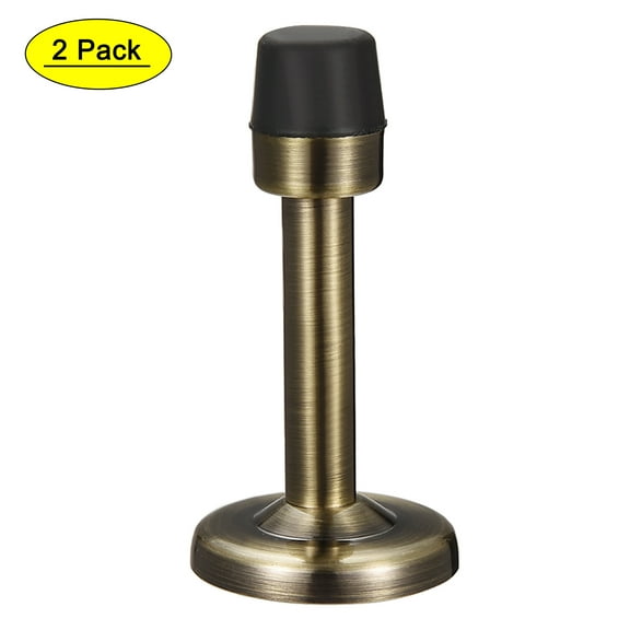 Uxcell 1.5 inch x 3.07 inch Door Stopper with Rubber Tip Brushed Zinc Alloy Bronze Tone 2pcs