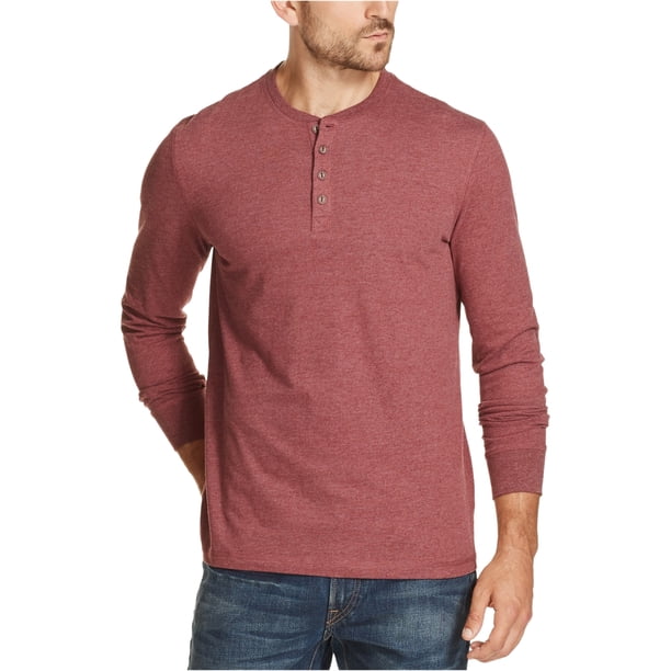 Camiseta Henley Weatherproof Jersey Cepillado Resistente a la Intemperie Rojo Extragrande