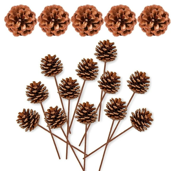 12 Pcs Christmas Natural Pine Cones 1.8" Pinecone Picks Christmas Tree Ornament Holiday Centerpiece for Christmas Tree Home Party Decoration Supplies