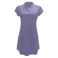 thumbnail image 4 of Vestido informal corto de manga corta liso y sexy de corte ajustado y cintura alta para mujer - Poliéster ligero, bolsillos, varias tallas, 4 of 5