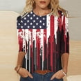 thumbnail image 6 of Xdegoge 4th of July Patriotic T Shirt for Women USA American Flag Three Quarter Sleeve Crewneck Stars And Stripes Happy Labor Day Graphic Print Breathable Summer Tops, 6 of 6