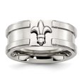 thumbnail image 1 of Bague en Acier Inoxydable Fleur de lis 10mm Brossé & Poli 10 Taille, 1 of 6