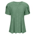 thumbnail image 4 of iHengLiXing Plus Size Womens Tops Dressy Casual Fashion Women's Casual Short Sleeve Solid Ladies V-Neck Top Blouse Green XXXXL, 4 of 6