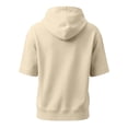 thumbnail image 5 of Mens Short Sleeve Hoodie Loungewear Oversized Hoodie Shirt with Pocket Beige S, 5 of 8